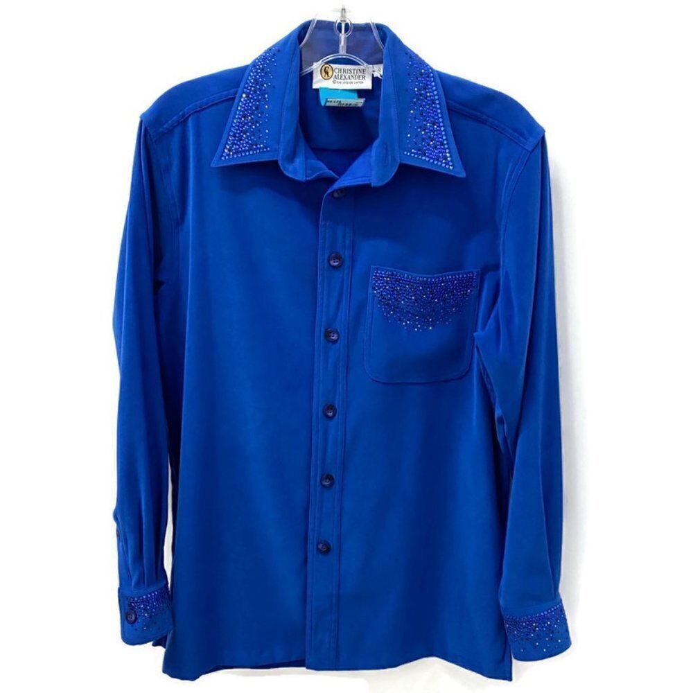Christine Alexander Cobalt Bedazzled Blouse